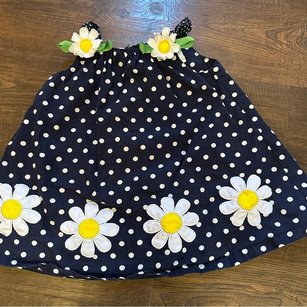 Baby Beri Baby Girl Navy White Polkadot Daisy Sundress 6-9 Months